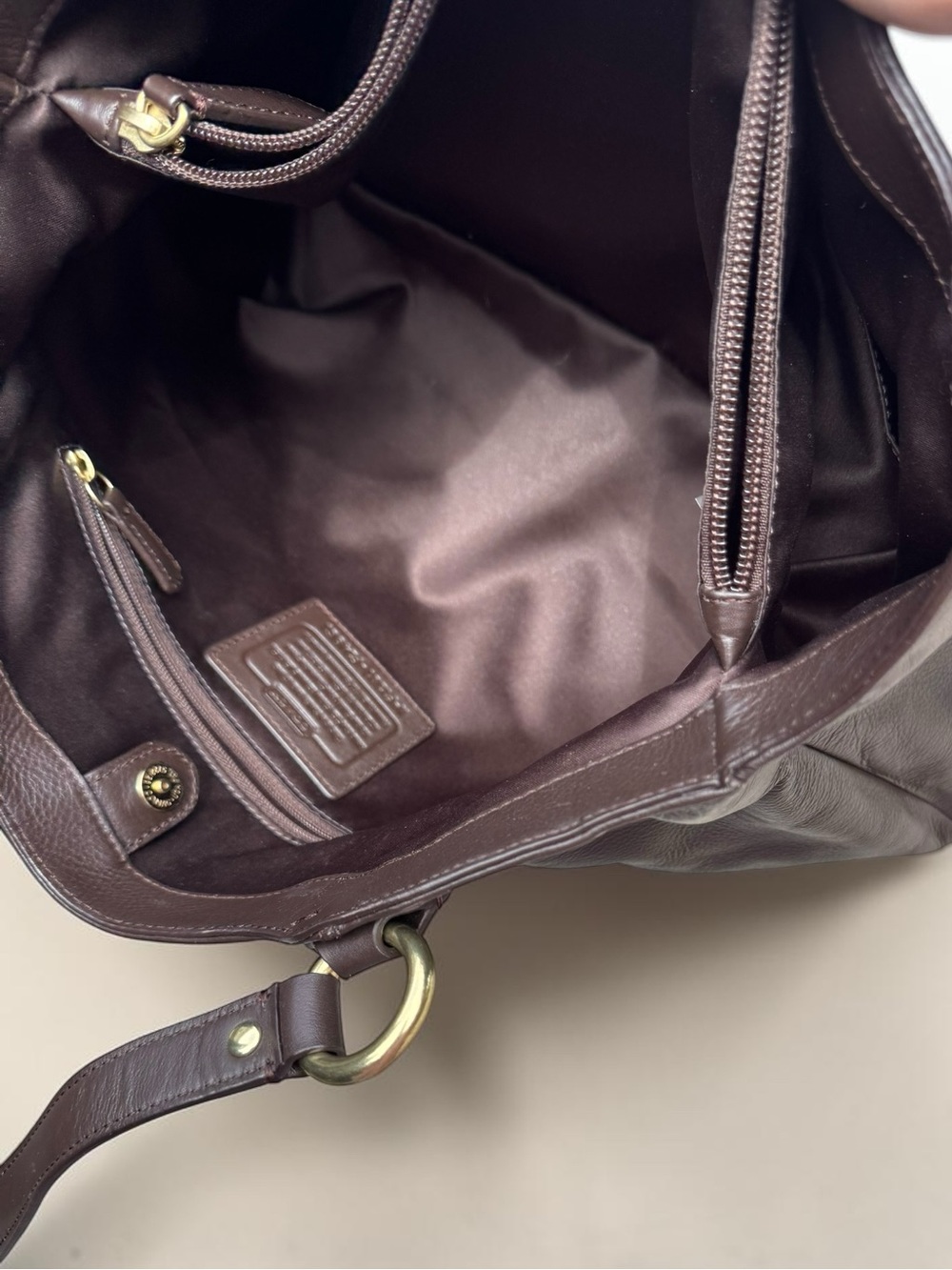 Vintage Coach Carryall - Brown Leather Shoulder Tote - Picture 8 of 9